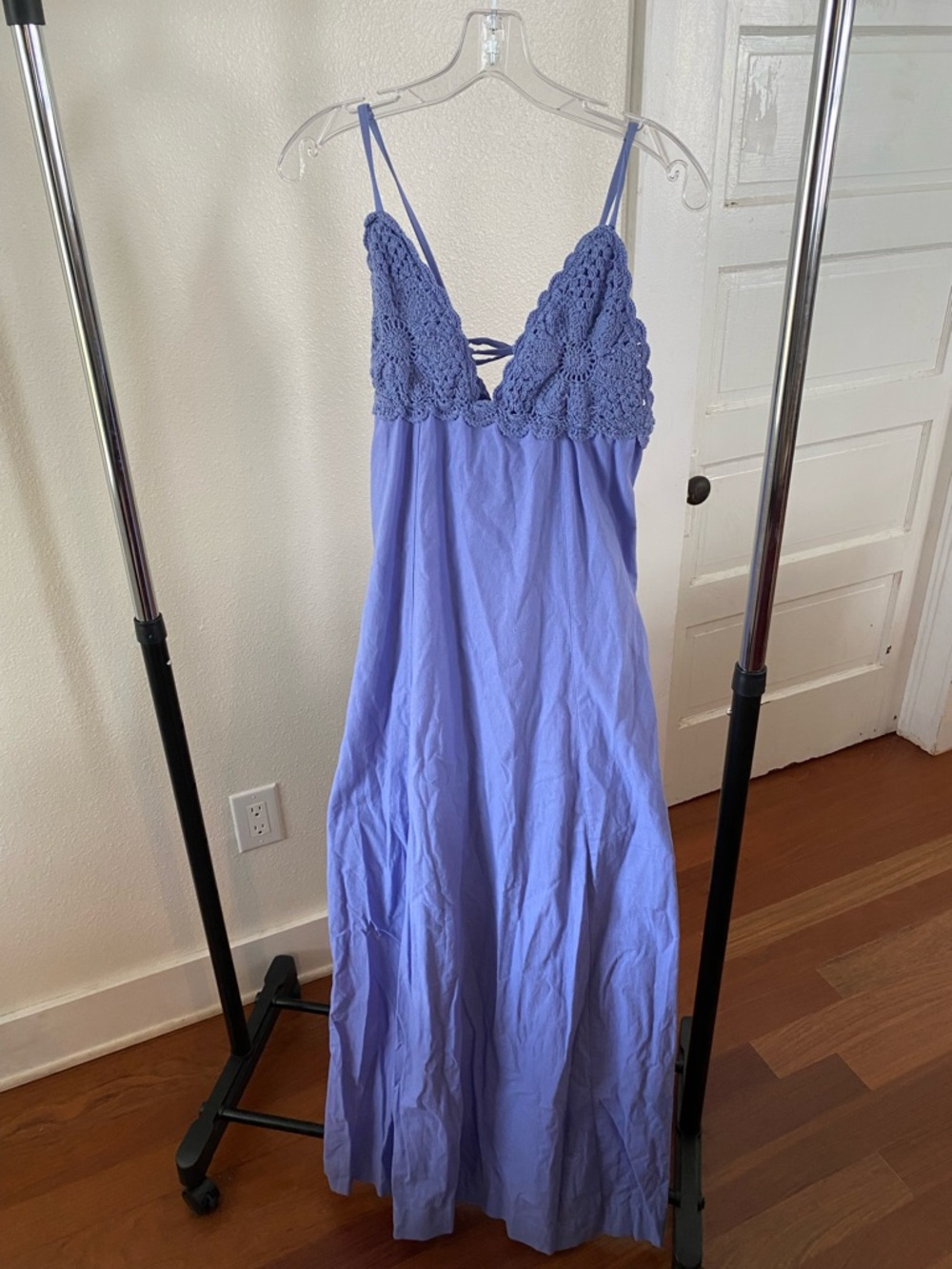 Lavender Crochet-Detail Nightgown Slip